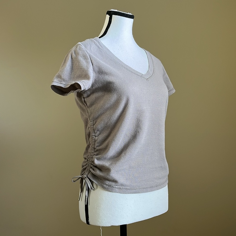 Calvin Klein Short Sleeve V-Neck Tee in Taupe